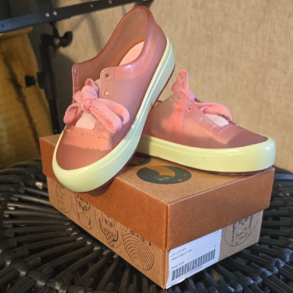 Mini Melissa Pink and Yellow Kids Sneakers